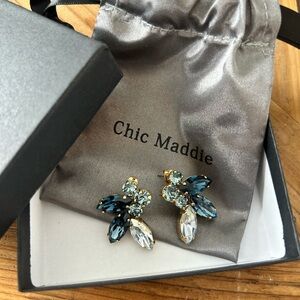 NEW Gold and Blue Crystal Earrings